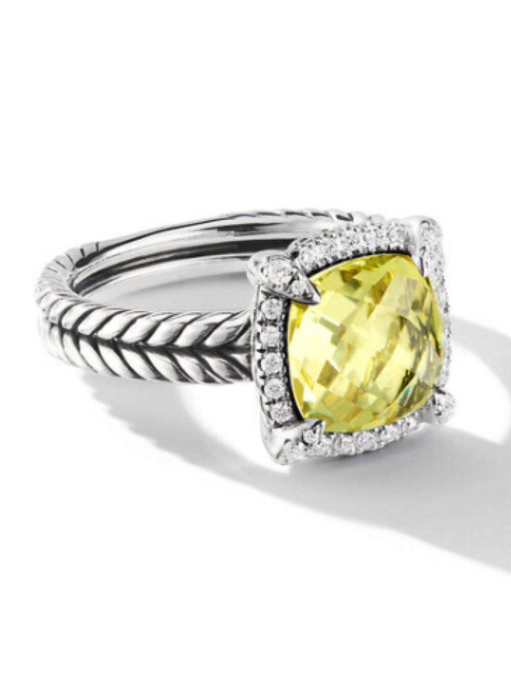 David Yurman Chatelaine® Pavé Bezel Ring Sterling Silver with Lemon Citrine